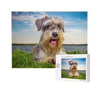 Schnauzer Lawn Pets Gray Dogs Chnauzer,500 Pieces Wooden Jigsaw Family Game Jigsaw Puzzles for Adults Teens Home Decor
