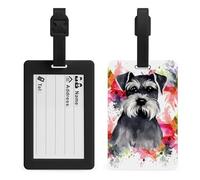 Schnauzer Luggage Tags for Suitcases Personalized Luggage Tags Business Card Holder Travel ID Bag Tag with Address Card Quick Spot Baggage Identifier for Carry On