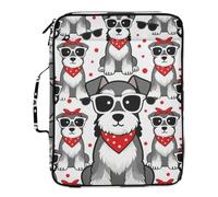 Schnauzer Mom Cute Dog Pattern Expandable Folder Waterproof 3 Ringing 1.5 inch Zip Up Binder with Zipper Closure for Home Office