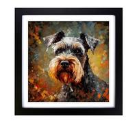 Schnauzer Neo-Impressionism Framed Print | 18x18 Inch Black Framed Wall Art | Ready to Hang | Impressionist Nature Picture | Living Room Bedroom Lounge Office