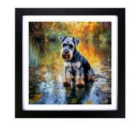 Schnauzer Neo-Impressionism No.1 Framed Print | 18x18 Inch Black Framed Wall Art | Ready to Hang | Impressionist Nature Picture | Living Room Bedroom Lounge Office