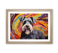 Schnauzer Orphism No.2 Framed Print | A2 Oak Framed Wall Art | Ready to Hang | Modern Nature Picture | Living Room Bedroom Lounge Office