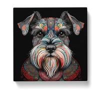 Schnauzer Paisley Art Canvas Print | Gallery Wrapped 30mm Frame Wall Art | 20x20 inches | Ready to Hang | Modern Picture | Living Room Bedroom Lounge Office