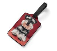 Schnauzer Personalized Luggage Tags for Suitcases, Cute PU Leather Travel Luggage Tags, Suitcase Identifier Name Baggage Tag, Bag Tag for Men Women Luggages Handbags