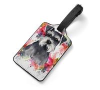 Schnauzer Personalized Luggage Tags for Suitcases, Cute PU Leather Travel Luggage Tags, Suitcase Identifier Name Baggage Tag, Bag Tag for Men Women Luggages Handbags
