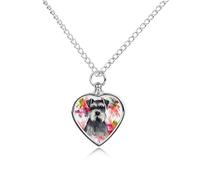 Schnauzer Pet Urn Necklace for Dog Cat Ashes Heart Pets Cremation Keepsake Waterproof Pendant Memorial Jewelry Pendants Gifts for Women Men