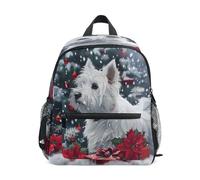 Schnauzer Poinsettia Toddler Backpack, Boy Backpack Preschool Bag Kindergarten Schoolbag Nursery Travel Bag for Girl
