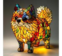 Schnauzer & Pomeranian LED Table Lamp - Resin Art Dog Night Light for Home Decor, Handcrafted Gift for Pet Lovers, Bedside or Desk Lighting