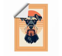Schnauzer Portrait Art Deco Unframed Wall Art Print A4 (29.7×21cm), Wall Decor for Living Room, Bedroom, Office & Home, Art Gift