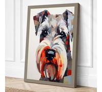 Schnauzer Portrait Modern Canvas Wall Art Print 24x16 Inch (61 x 41 cm)
