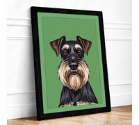 Schnauzer Portrait Modern Framed Wall Art Print A1 (84.1×59.4cm) Black, Wall Decor for Living Room, Bedroom, Office & Home, Ready to Hang, Art Gift
