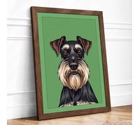 Schnauzer Portrait Modern Framed Wall Art Print A1 (84.1×59.4cm) Walnut, Wall Decor for Living Room, Bedroom, Office & Home, Ready to Hang, Art Gift
