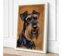 Schnauzer Portrait Rustic Canvas Wall Art Print 18x12 Inch