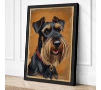 Schnauzer Portrait Rustic Canvas Wall Art Print 18x12 Inch