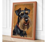 Schnauzer Portrait Rustic Canvas Wall Art Print 30x20 Inch