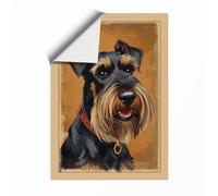 Schnauzer Portrait Rustic Unframed Wall Art Print A1 (84.1×59.4cm), Wall Decor for Living Room, Bedroom, Office & Home, Art Gift