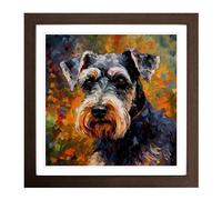 Schnauzer Post-Impressionism Framed Print | 18x18 Inch Walnut Framed Wall Art | Ready to Hang | Impressionist Nature Picture | Living Room Bedroom Lounge Office