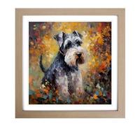 Schnauzer Post-Impressionism No.1 Framed Print | 18x18 Inch Oak Framed Wall Art | Ready to Hang | Impressionist Nature Picture | Living Room Bedroom Lounge Office