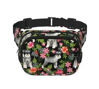 Schnauzer Print Men and Women Square Double Layer Waist Bag Workout Crossbody Travel Waist Bag, Black, One Size
