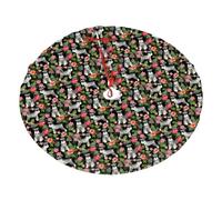 Schnauzer Printing Christmas Tree Skirt With 3 Red Rope Ties Xmas Trees Mat Soft Farmhouse Holiday Decoration