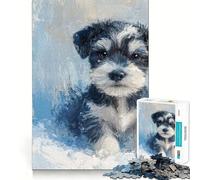 Schnauzer Puppy Oil Painting Adult Jigsaw Puzzle1000 Pieces Brain Teaser Mental Relax Pattern Assembly Santa Wish Item (50x75cm)