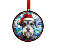 Schnauzer Suncatcher Decoration Santa Hat Christmas