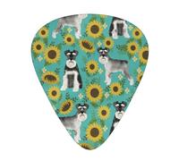 Schnauzer Sunflowers Spring Summer Floral Dog Breed Dog,12 Pcs Guitar Pick,3 Different Thickness Plectrums for Acoustic Guitar Bass Ukulele (0.46mm 0.96mm 0.71mm)