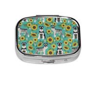 Schnauzer Sunflowers Spring Summer Floral Dog Breed Dog,Meta Pill Box 2 Compartment Medicine Case,Portable Organizer