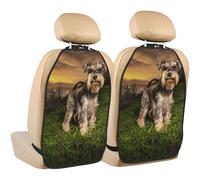Schnauzer Sunset Dogs Pets Mountains Schnauzer,2 Pack Car Seat Kick Mats Back Seat Protector Durable Back Seat Organiser