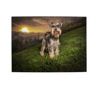 Schnauzer Sunset Dogs Pets Mountains Schnauzer Adults 500 Pieces Puzzles-Jigsaw Wooden Puzzle for Adults Elderly