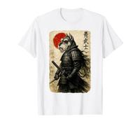 Schnauzer Warrior Ukiyo Japanese Artwork Dog Samurai Value Graphic T-Shirt, Men, White, S