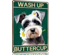 Schnauzer Wash Up Buttercup Vintage Aluminum Metal Poster Sign Decor Metal Tin Sign For Cafe Home Retro Club Bar Bathroom Poster Gift 8x12 Inch