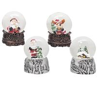 Schneekugelhaus 4 x Cute Mini Snow Globes Nostalgia Santa Silver White on Grey Base Diameter 45 mm Air Bubble 20115 x 4
