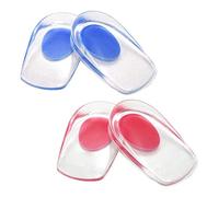 Schneespitze 2 Pairs Heel Support Pad Clear Orthotic Gel Heel Pads Shoe Insole Gel Shoe Lift for Plantar Fasciitis or Heel Spur,Pink/Blue