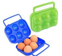 Schneespitze 2 Pieces Folding Plastic Egg Carrier Holder,Egg Carriers Egg Storage Box Portable Egg Storage Box Container Folding for Outdoor Camping Picnic,Blue,Orange