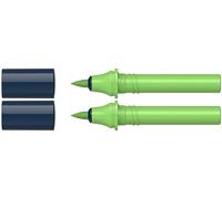 Schneider 040 Paint-It Twinmarker Cartridges (Brush Tip - Brush, Colour-Intensive Water-based Ink for Use on Paper, > 95% Recycled Plastic) Pack of 2, Green 052