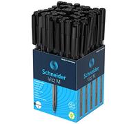 Schneider 102201 Vizz Ballpoint Pen for Easy and Quick Writing - Colour Ink Barrel - Medium Line - Black (Pack of 50)