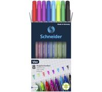 Schneider 102298 Vizz Ballpoint Pen (For Easy and Fast Writing, Ink Colour Barrel, Line Width, Medium), Pack of 8, Assorted
