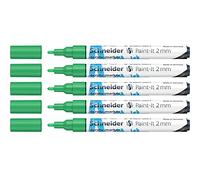Schneider 120104 Paint-It Acrylic Pens with 2 mm Bullet Tip, High Coverage Acrylic Paints for Wood, Canvas, Stone and Much More, Pack of 5, Green