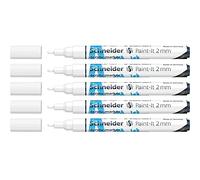 Schneider 120149 Paint-It Acrylic Pens (with 2 mm Bullet Tip, High Coverage Acrylic Paints for Wood, Canvas, Stone and More) Pack of 5 White
