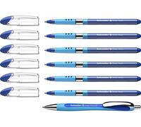 Schneider 151277 Slider Basic XB Pack of 6 and 1 x Slider Rave XB Ballpoint Pen with Case, Blue Ink