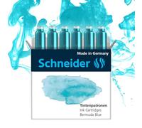 Schneider 166134 Pastel Ink Cartridge (Standard Cartridges for Fountain Pen) Bermuda Blue (Pack of 6)