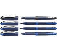 Schneider 183084 One Business Rollerball Pen (Indelible with 0.6 mm Line Width, Made in Germany) Set of 4, 3 x Blue, 1 x Black