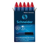 Schneider 185402 One Change Rollerball Pen (for One Change Rollerball Pen, 1 x 5 Pieces, Indelible, Non-Erasable) Red