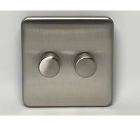Schneider 2 gang 2 way Dimmer Switch Stainless Steel Screwless Lisse GGBL6022CSS