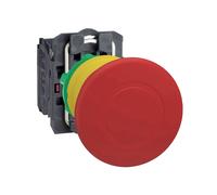 Schneider Electric Harmony XB5 - Emergency Stop Push Button Switch, Plastic, 40 mm Mushroom, Trigger Latching Push-Pull, 1NO + 1NC, 22 mm Mount, XB5AT845, Red