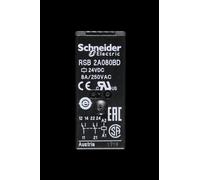 SCHNEIDER 8 AMP 2 CO INTERFACE PLUG-IN RELAY 24 VDC RSB2A080BD