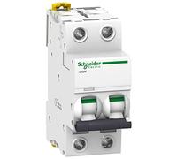 Schneider A9F74202 iC60N 2P 2A C MCB Miniature Circuit Breaker, White, Set of 6 Piece