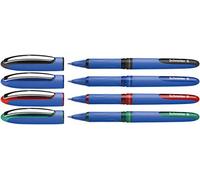 Schneider C Products One Hybrid 03 Rollerball Pen Hybrid conical tip, Assorted Colours, Pack of 4 Case, Blue,Green,Red,Black, 0.3 mm