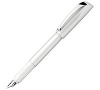 Schneider Ceod Shiny Fountain Pen (Right and Left-Handed Hands, M Nib, incl. Ink cartridge royal blue) pearl white